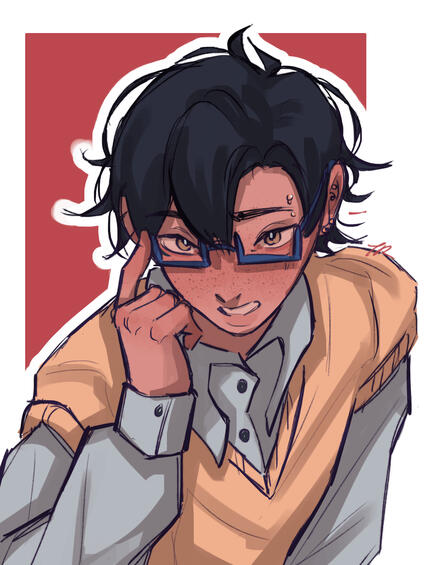 halfbody one-character cellshaded drawing halfbody one-character cellshaded drawing
