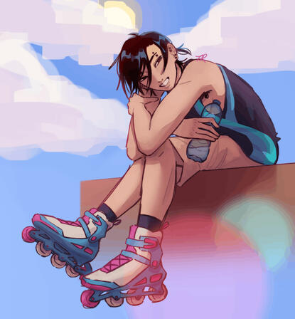 fullbody one-character cellshaded drawing