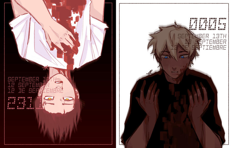 halfbody two-character cellshaded drawing halfbody two-character cellshaded drawing