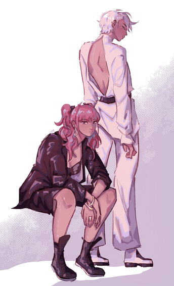 fullbody two-character fully rendered drawing fullbody two-character fully rendered drawing